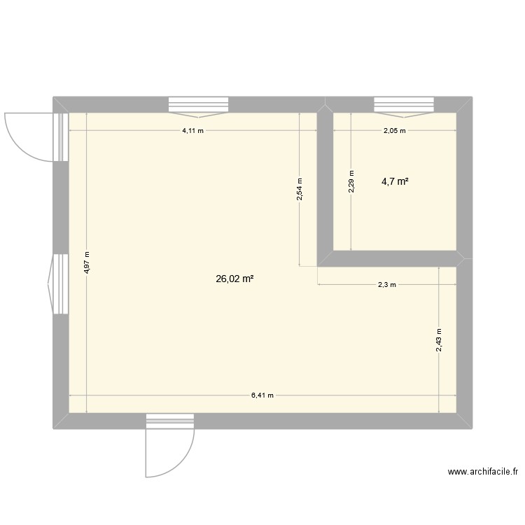 samois 1. Plan de 2 pièces et 31 m2