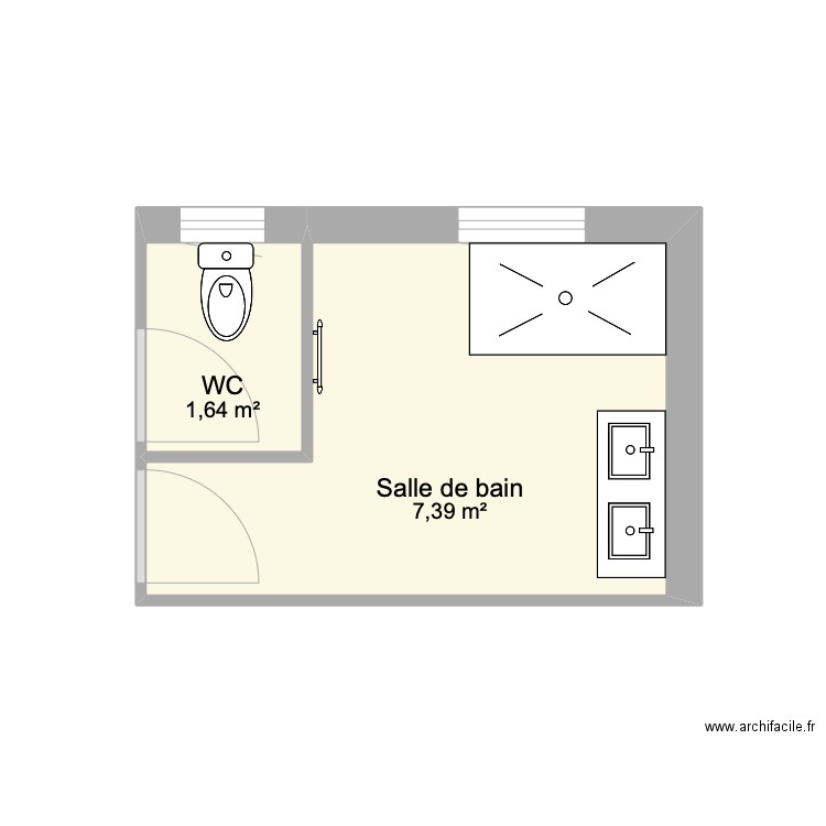 Baudoux sub. Plan de 2 pièces et 9 m2