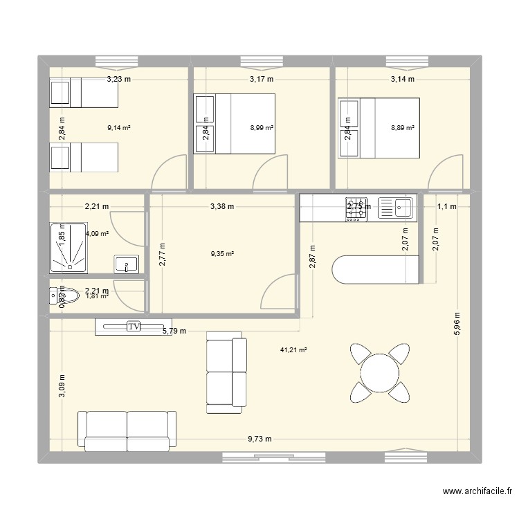 creissel. Plan de 7 pièces et 83 m2