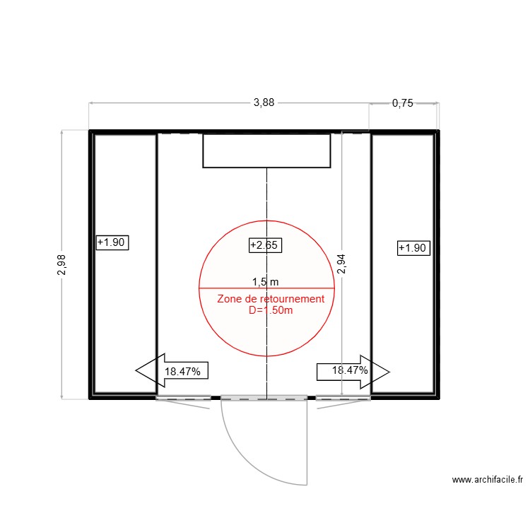 Sellerie. Plan de 1 pièce et 11 m2