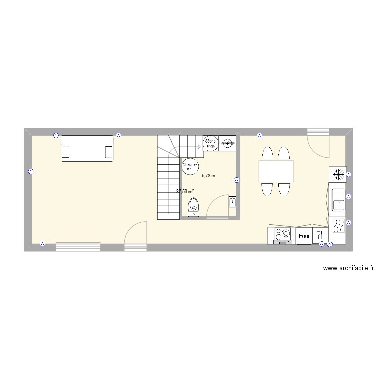paul100584. Plan de 2 pièces et 43 m2