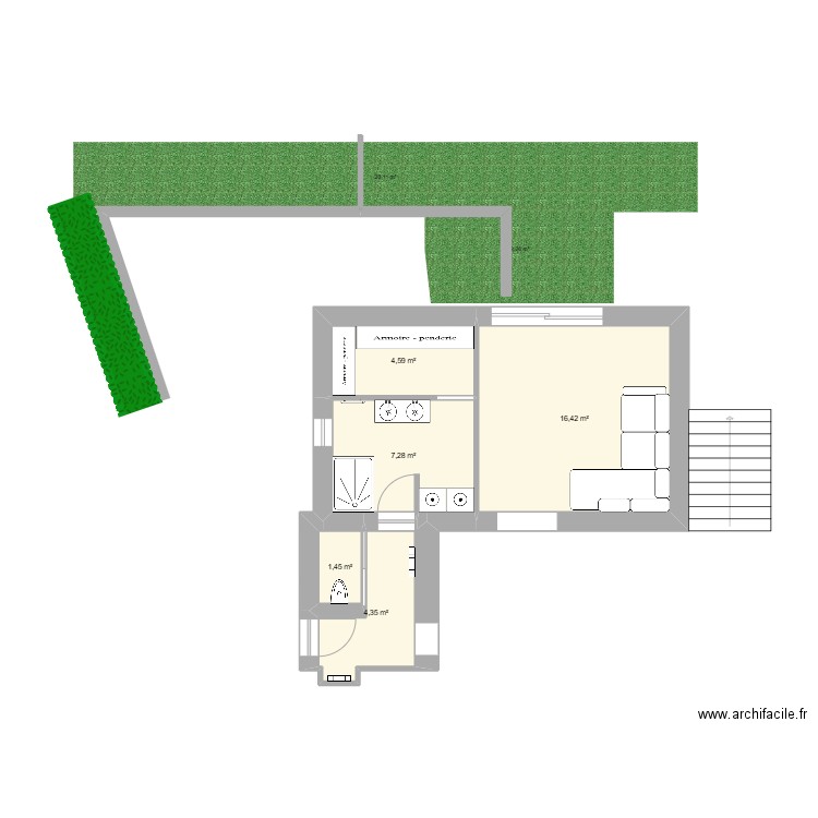 Plan maison landry . Plan de 5 pièces et 34 m2