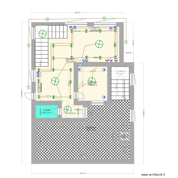 PLAN  ELECT SAMATRA. Plan de 5 pièces et 42 m2