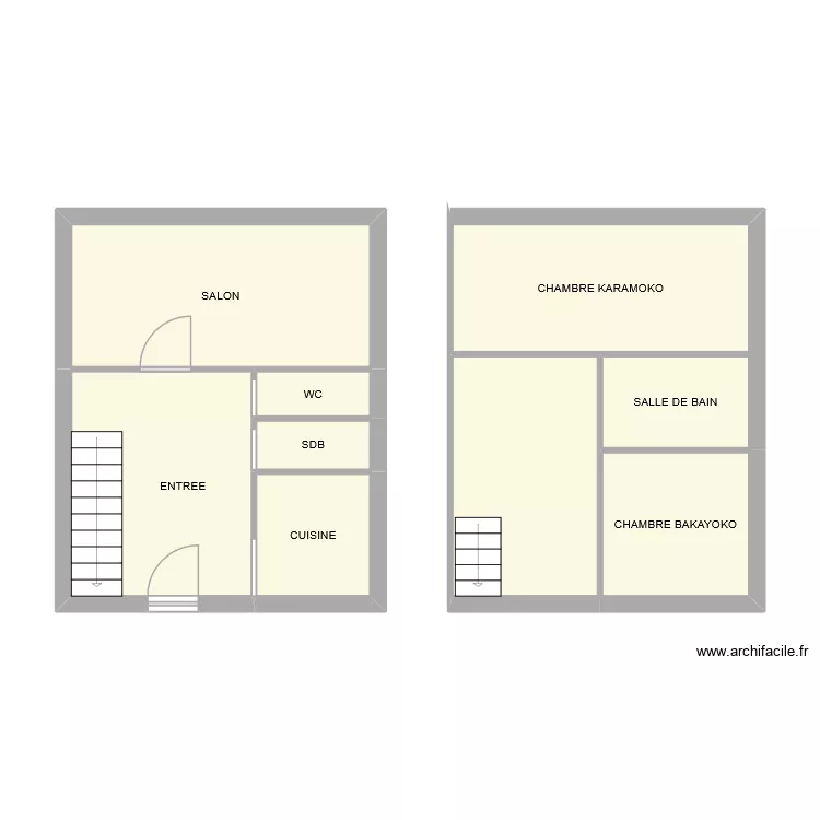 BAKAYOKO. Plan de 9  et 54 m²