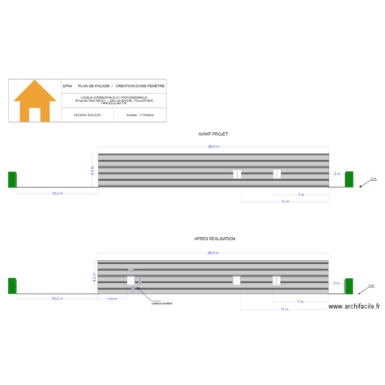 plan de façade SCI. Plan de 0 pièce et 0 m2