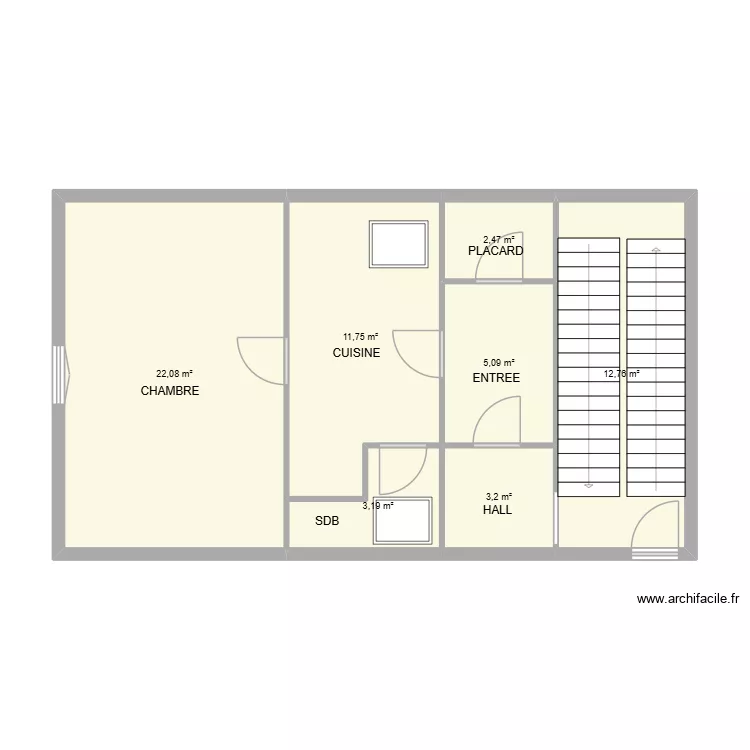 SCI EWC APP2. Plan de 7  et 61 m²