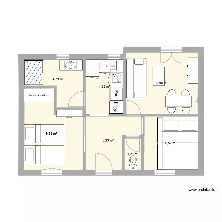 PAPOU 3. Plan de 7  et 42 m²