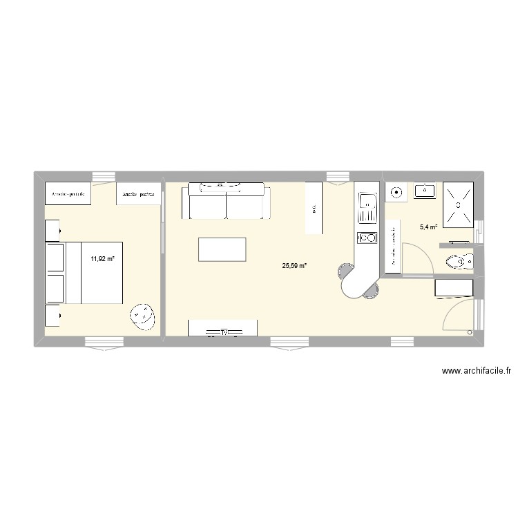 PLAN DE MASSE 2. Plan de 3 pièces et 43 m2