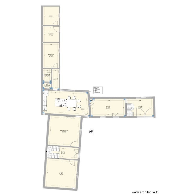 Charentaise V2. Plan de 28 pièces et 296 m2