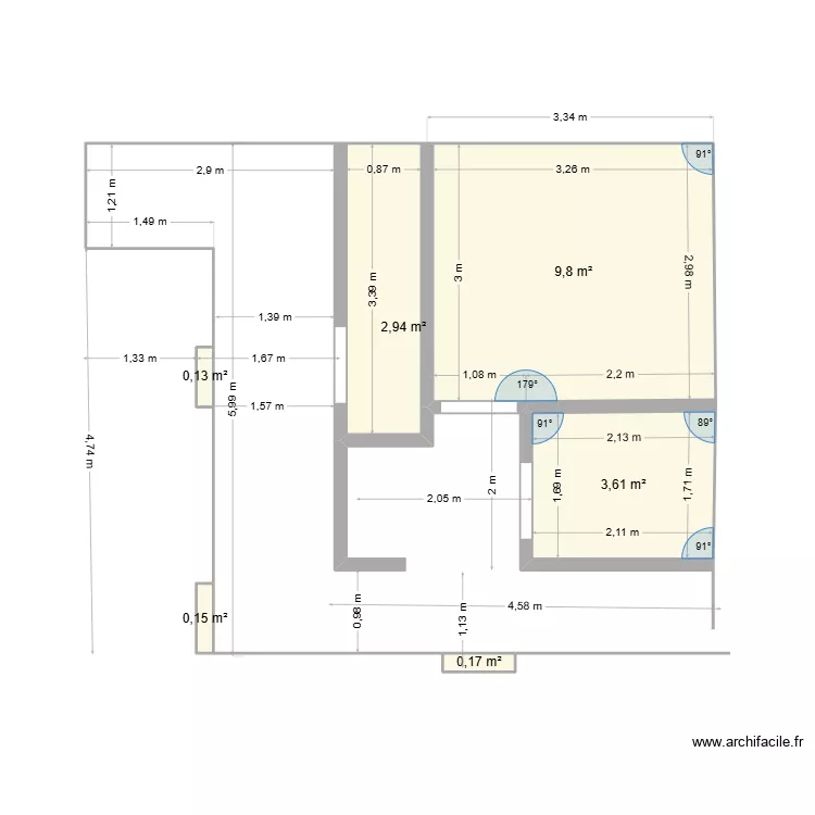 TILFF vinyl. Plan de 6  et 17 m²