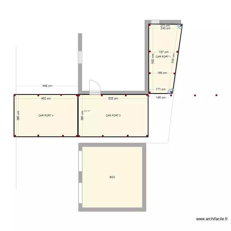 CAR PORT 1 - CAR PORT 2 - 3 - 4 Vue plan. Plan de 