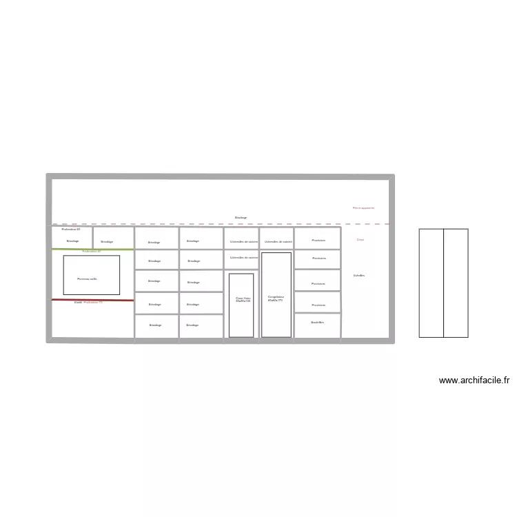 Mur du garage cot&eacute; gauche projet 3. Plan de 22  et 21 m²