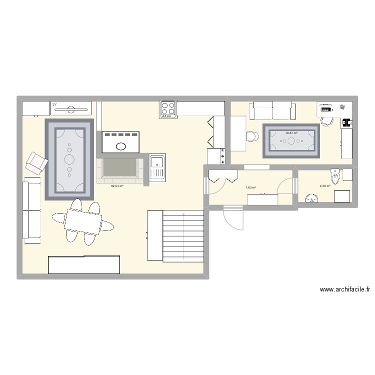 Maison. Plan de 4 pièces et 114 m2
