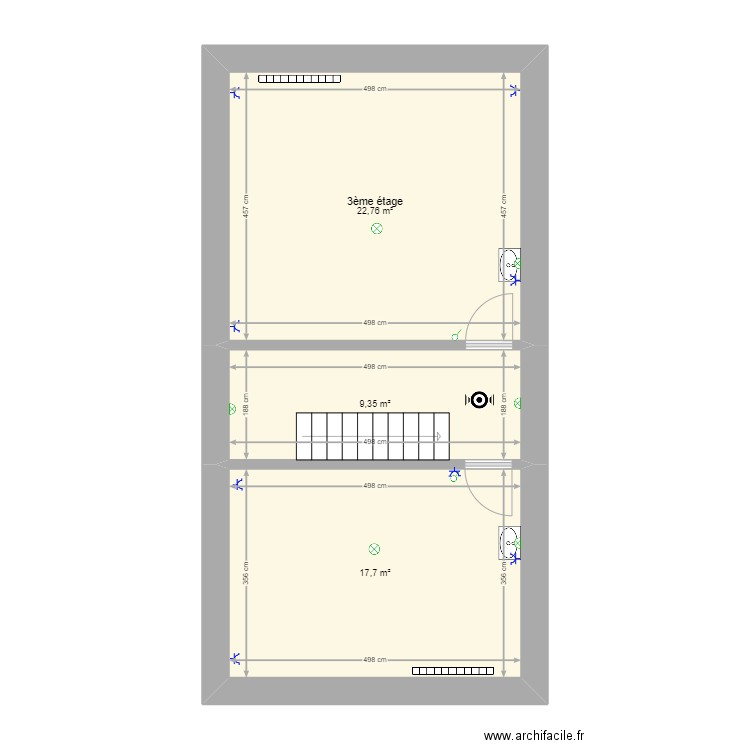 Montigny 110 3ème. Plan de 3 pièces et 50 m2