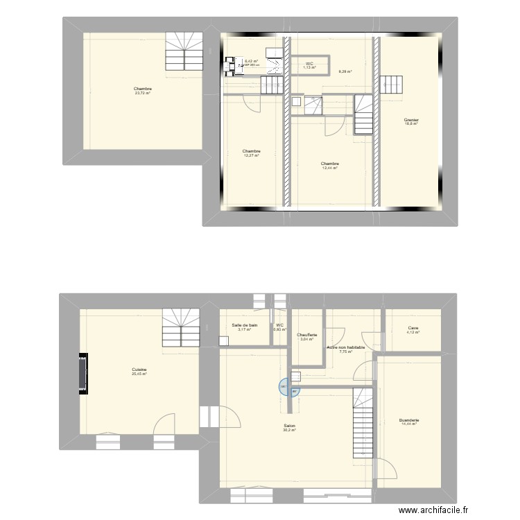 Maison 2. Plan de 18 pièces et 179 m2