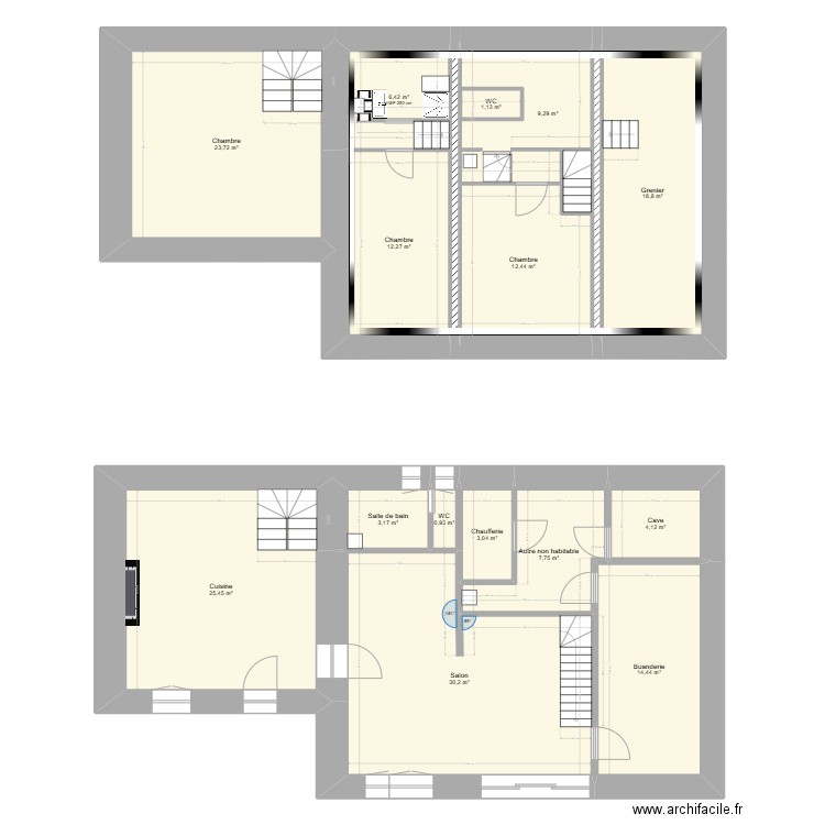 Maison 2. Plan de 12 pièces et 115 m2