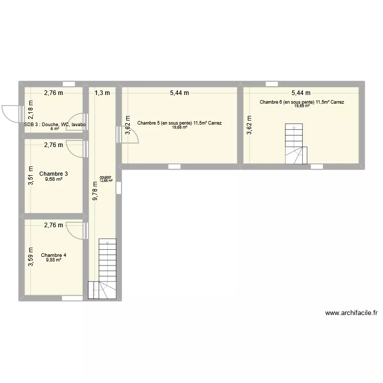 Etage Moulin Neris les Bains Duamelle. Plan de 6 Pièces et 78 m² Etage Moulin Neris les Bains Duamelle. Plan de 6 Pièces et 78 m²