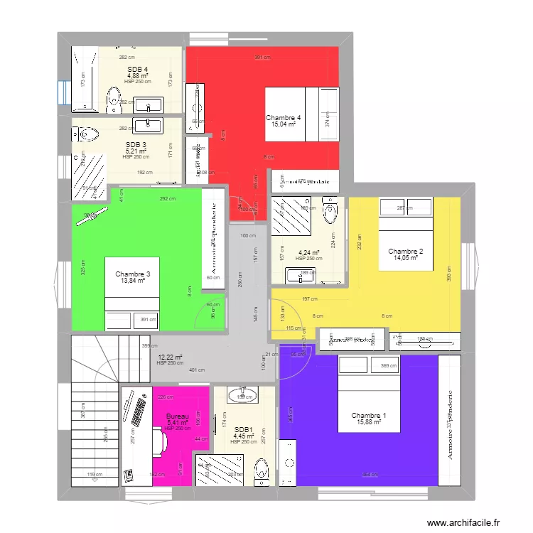 plan etage en couleur. Plan de 