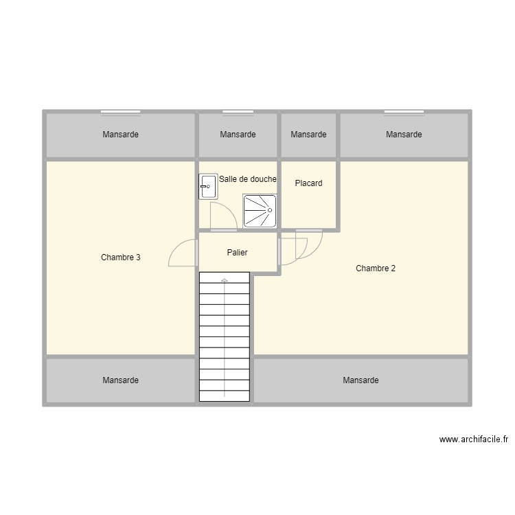 Etage maison ST Etienne. Plan de 13 pièces et 59 m2