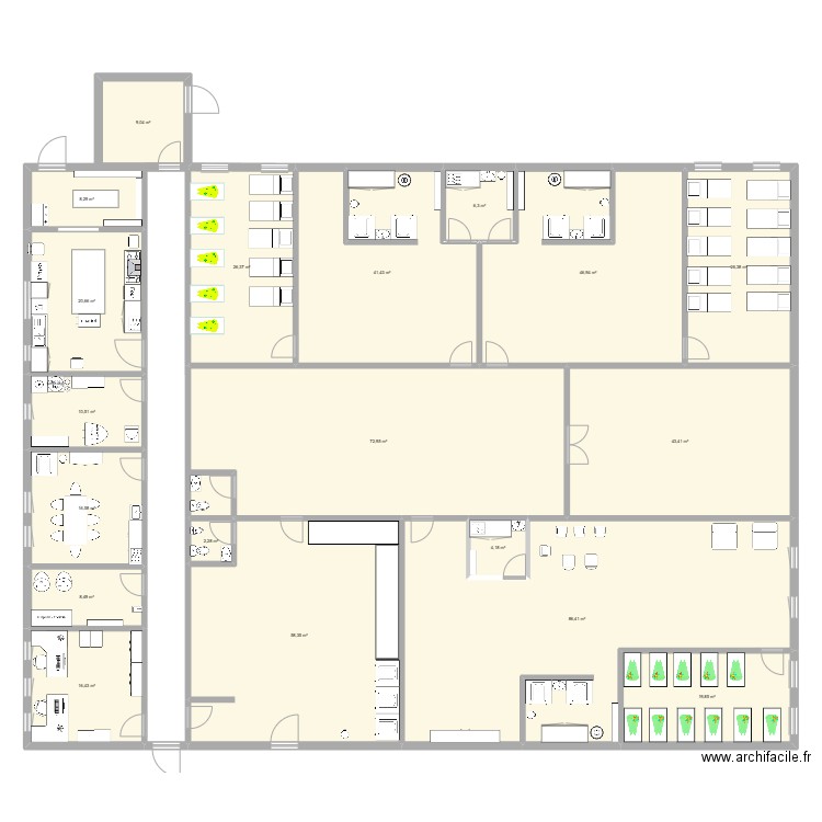 Crèche TFE 1. Plan de 19 pièces et 525 m2
