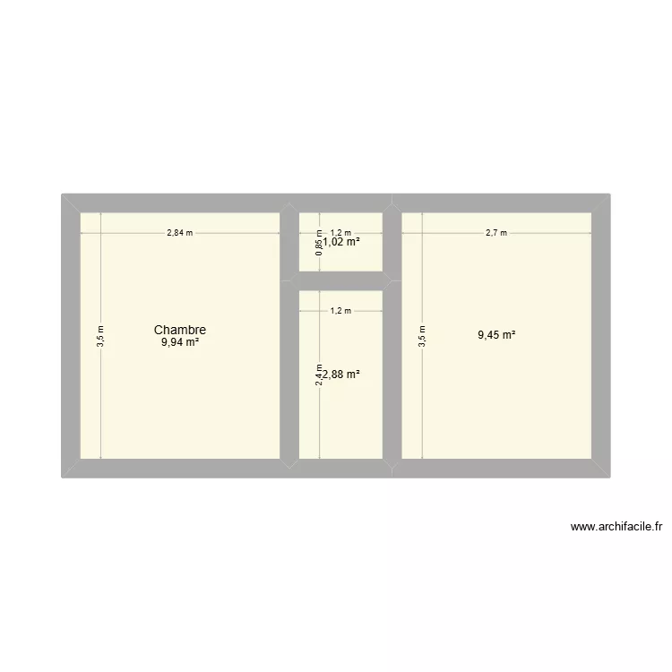 Appart VIRY-1. Plan de 4  et 23 m²
