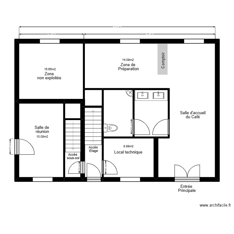 Tcap21 RDC  AVT. Plan de 9 pièces et 89 m2