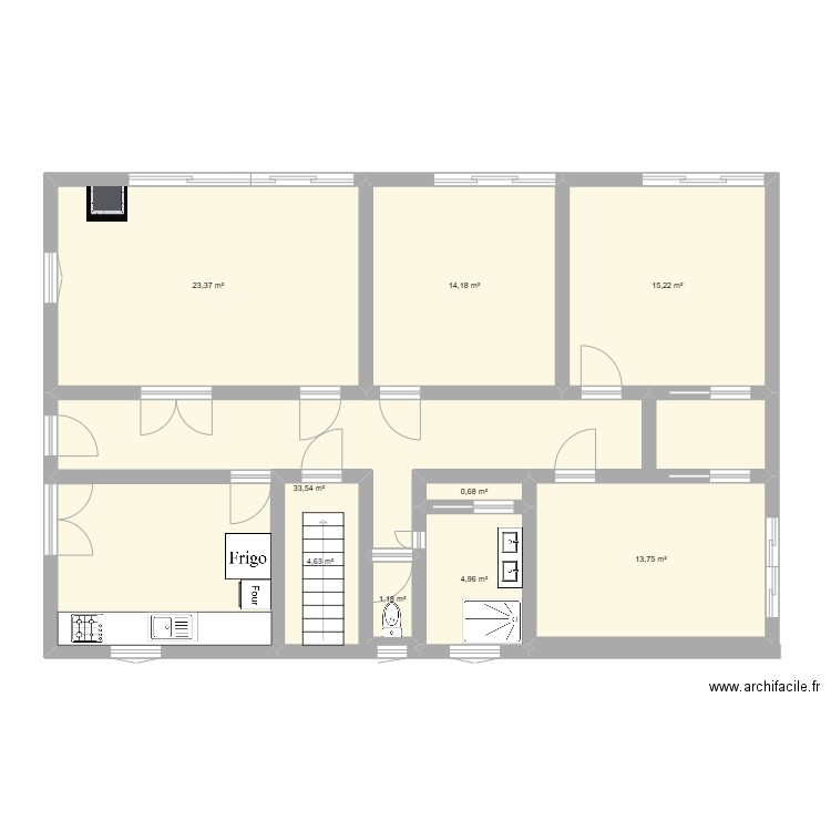 maison modif. Plan de 9 pièces et 112 m2