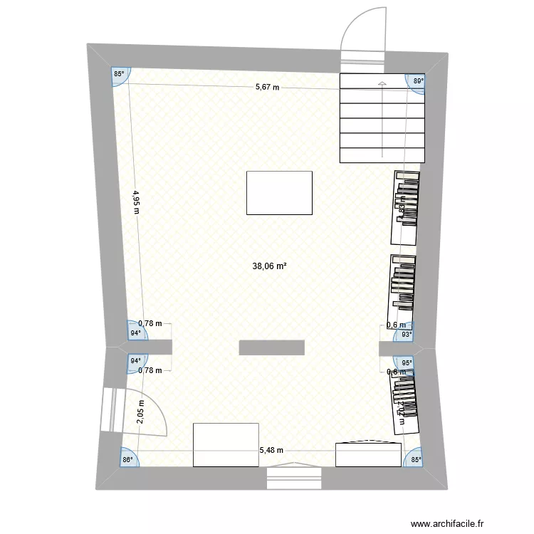 Atelier v2. Plan de 1  et 38 m²