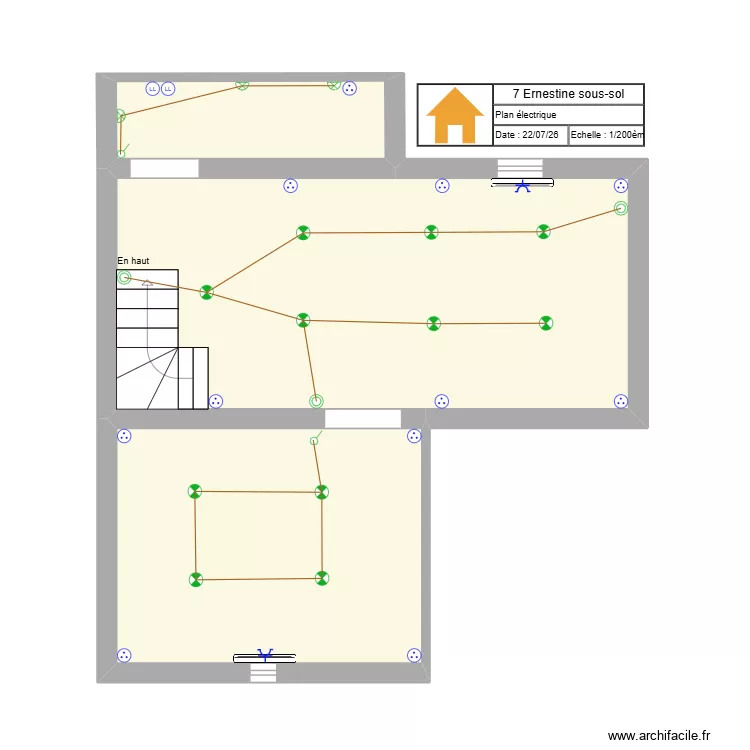 7 Ernestine sous-sol - ELEC 1. Plan de 3  et 36 m²
