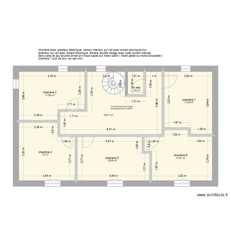 ETAGE CASTILLON. Plan de 7 pièces et 79 m2