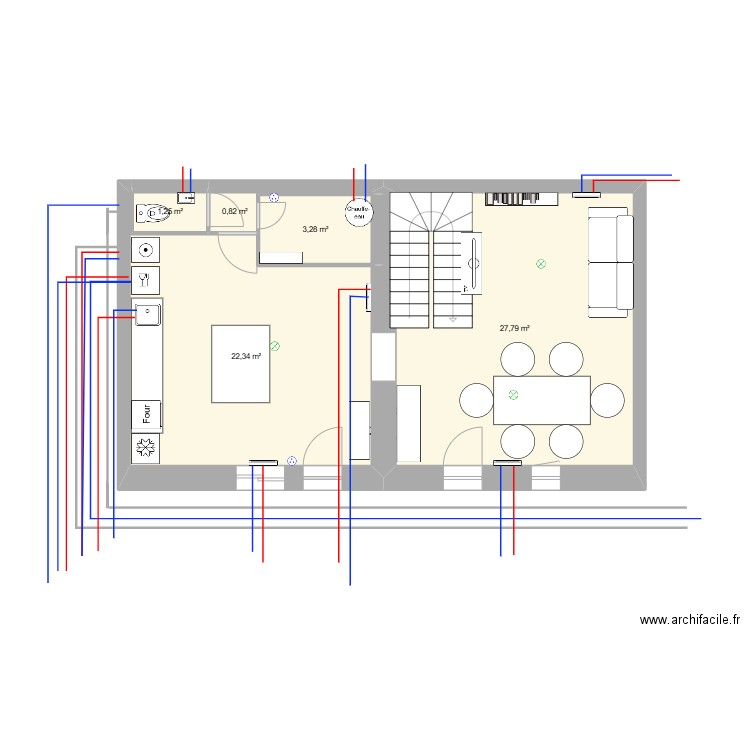 MANCHE1. Plan de 5 pièces et 55 m2