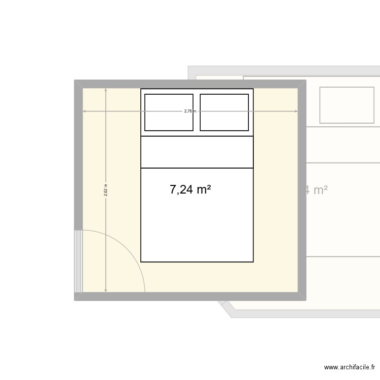 chambres. Plan de 2 pièces et 15 m2