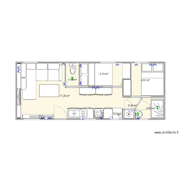 claude. Plan de 6 pièces et 30 m2