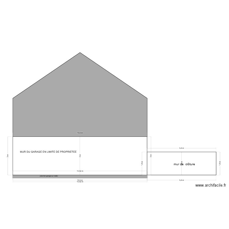 coupe fa&ccedil;ade droite limite propri&eacute;t&eacute;. Plan de 0 pièce et 0 m2