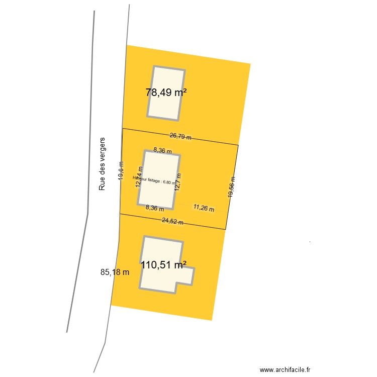 Vogt. Plan de 3 pièces et 285 m2