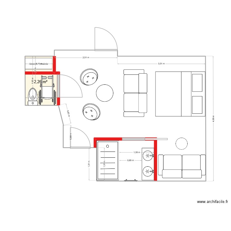 GARAGE PLAN SDB 2. Plan de 1 pièce et 2 m2