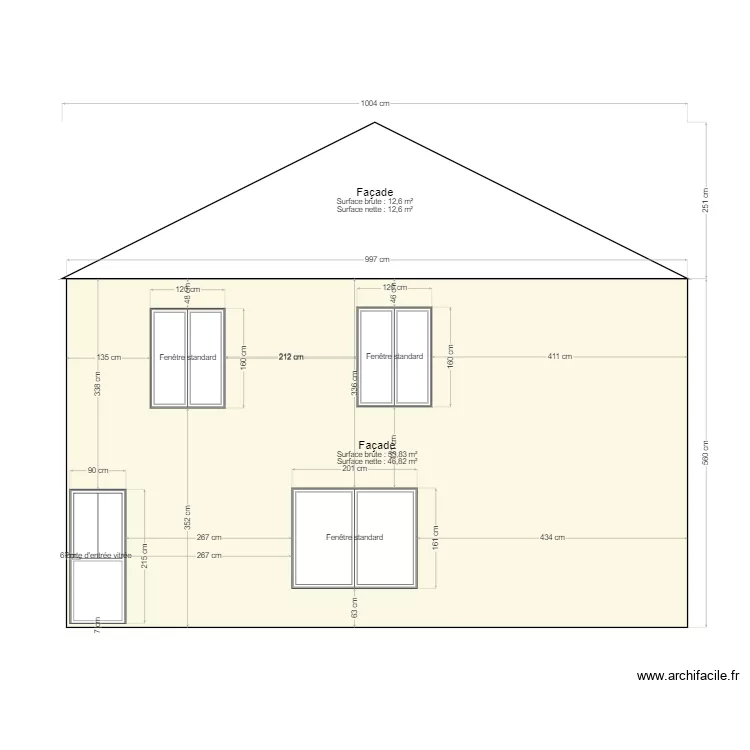 facade cote droit. Plan de 