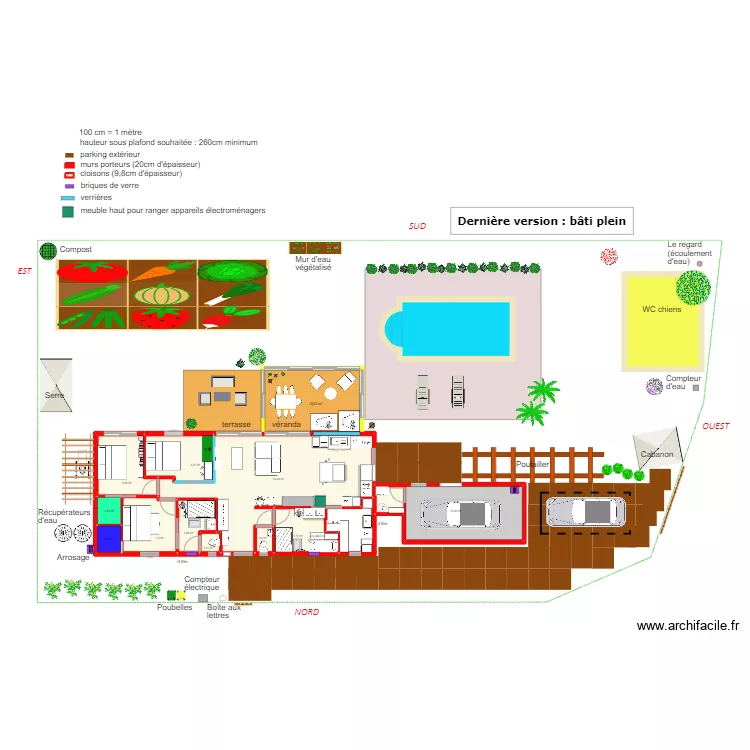 Derni&egrave;re version : b&acirc;ti plein. Plan de 