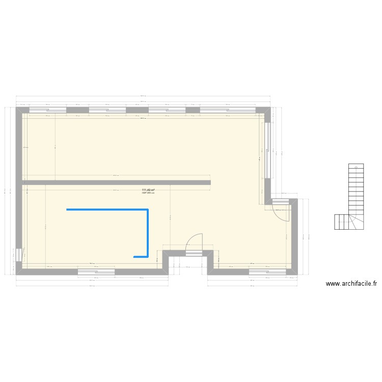 rez. Plan de 1 pièce et 108 m2