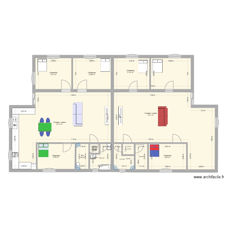ANZ 97. Plan de 13 pièces et 175 m2