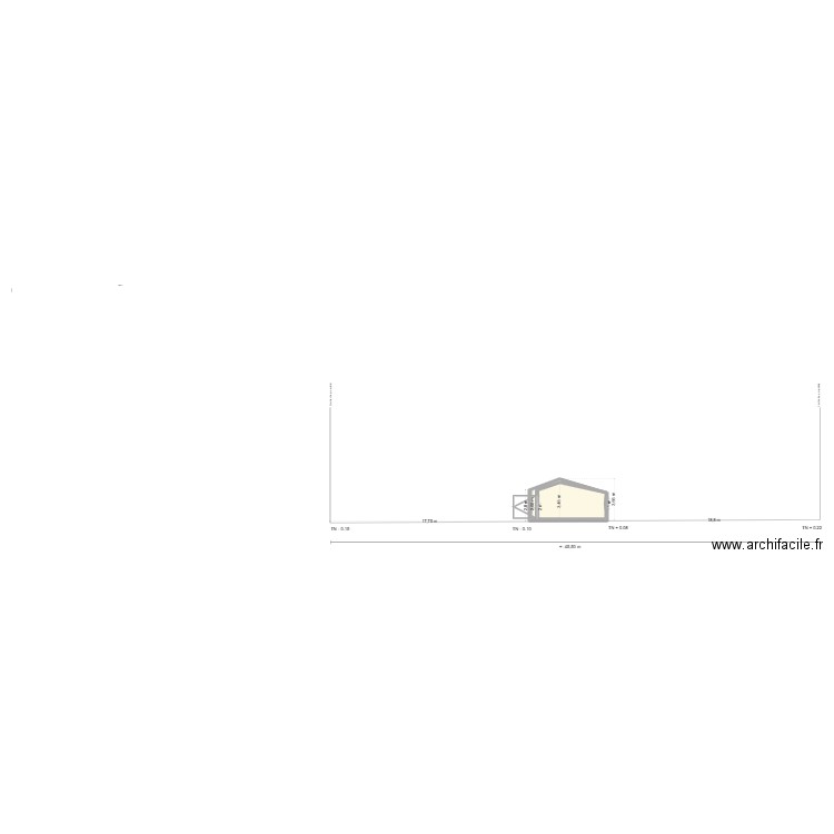 Plan de coupe B-B après travaux. Plan de 2 pièces et 18 m2