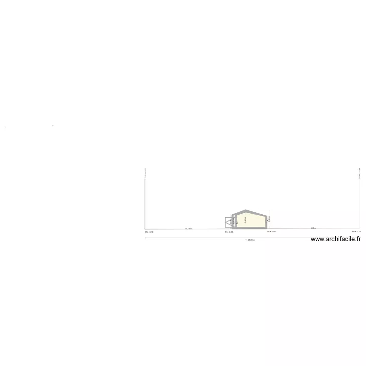 Plan de coupe B-B après travaux. Plan de 2 pièces et 18 m² Plan de coupe B-B après travaux. Plan de 2 pièces et 18 m²