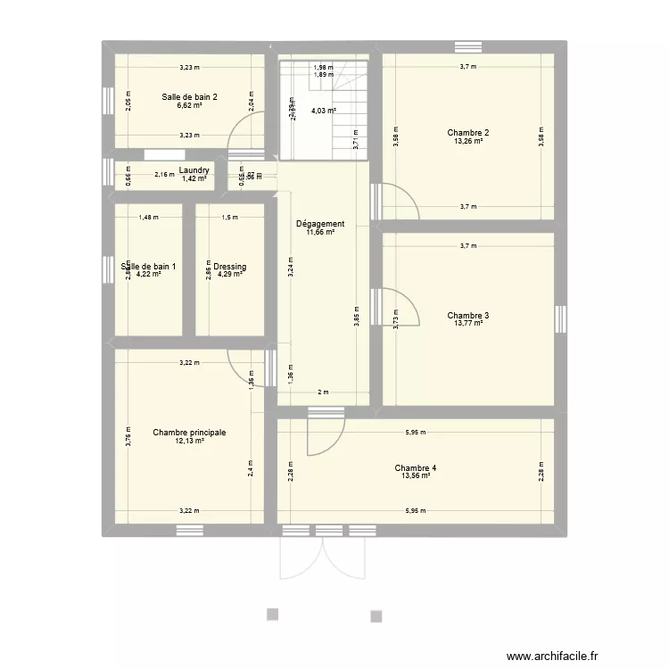 Ma maison etge 4cbres 4. Plan de 19 et 174 m² Ma maison etge 4cbres 4. Plan de 19 et 174 m²