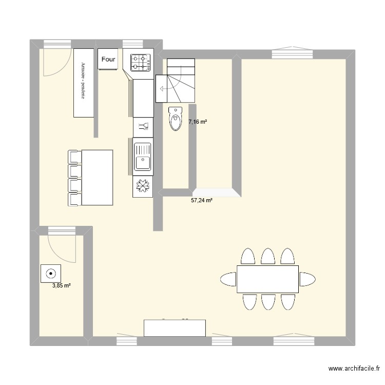Modif garage v3. Plan de 3 pièces et 68 m2