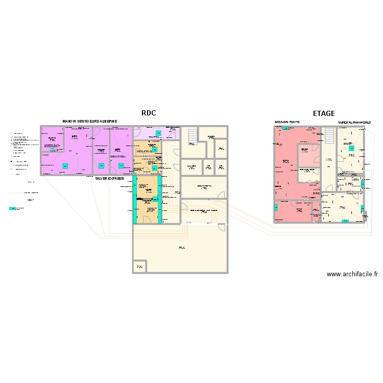 AIX V3 . Plan de 32 pièces et 373 m2