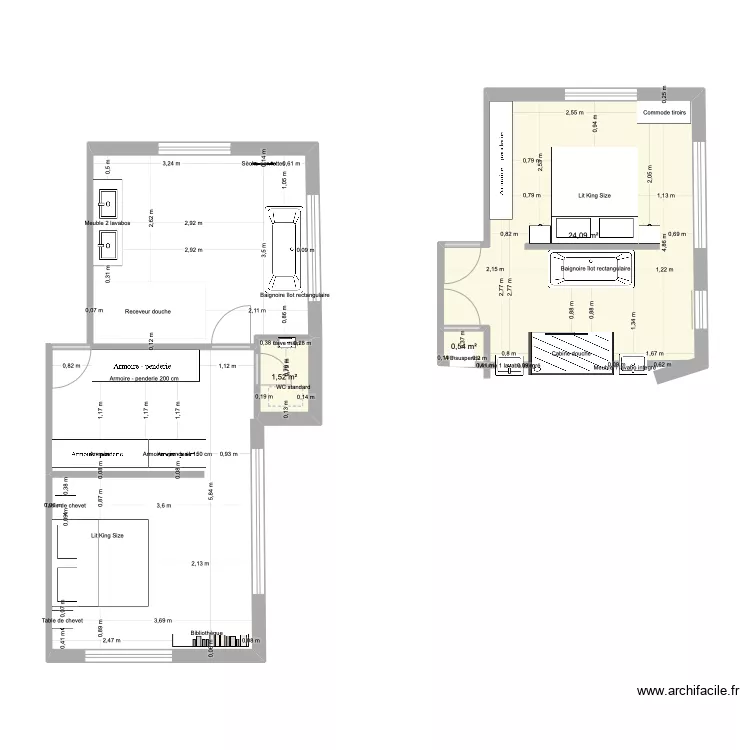 chambre master Megeve. Plan de 