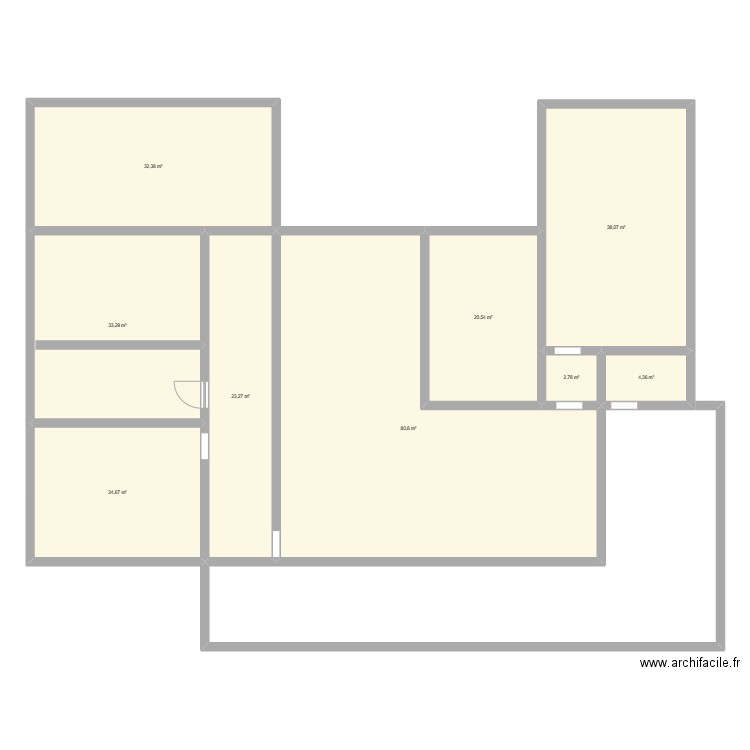 mimosas exist. Plan de 9 pièces et 260 m2