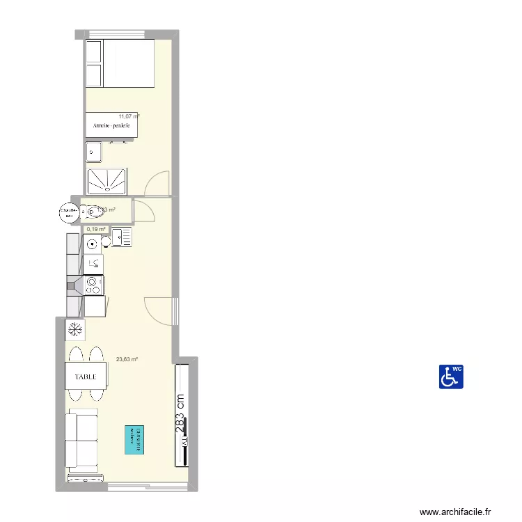 T2 CUNEO V3 grande cuisine. Plan de 