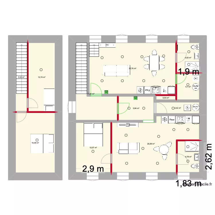 Apt 1 étage Hugues v3. Plan de Apt 1 étage Hugues v3. Plan de
