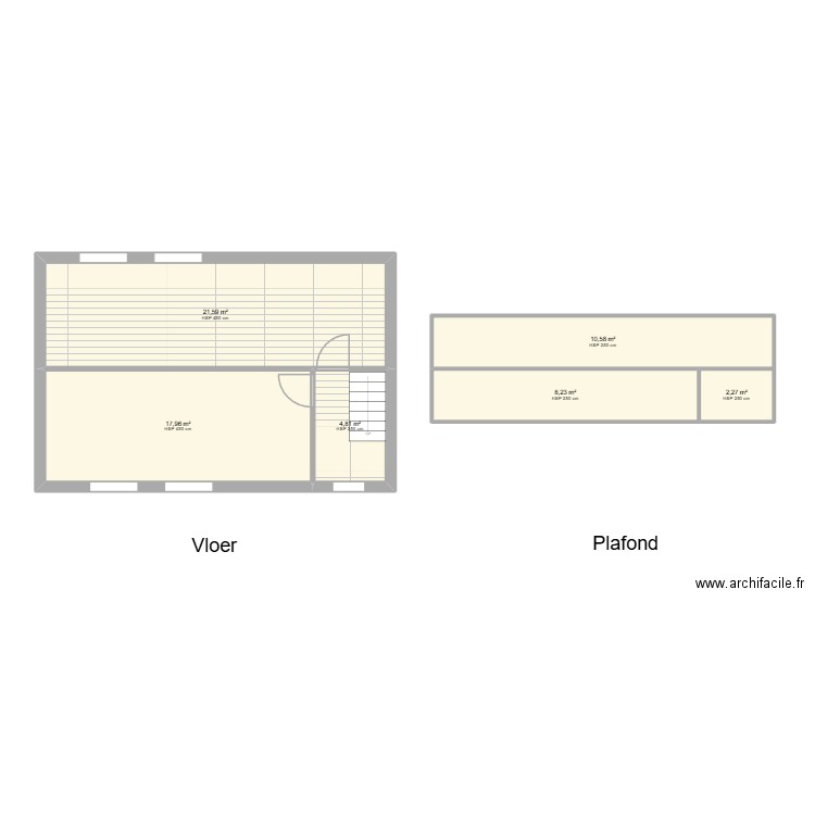 maarten vloer en plafond. Plan de 6 pièces et 65 m2
